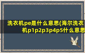 洗衣机pe是什么意思(海尔洗衣机p1p2p3p4p5什么意思)