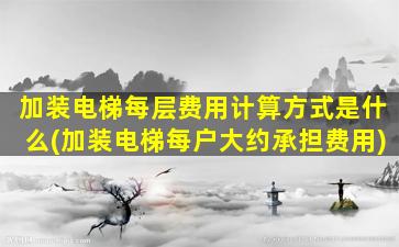 加装电梯每层费用计算方式是什么(加装电梯每户大约承担费用)